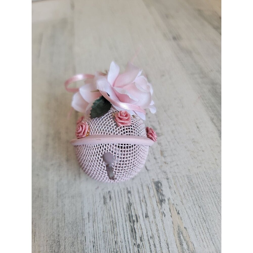 Victorian style pink bell rose ornament Xmas unique